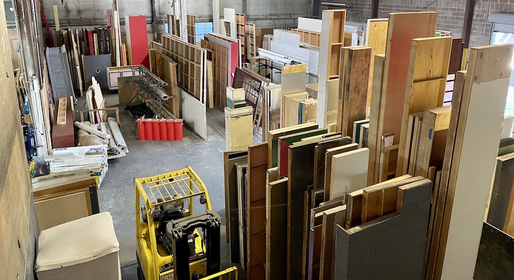 Scenic elements in a warehouse