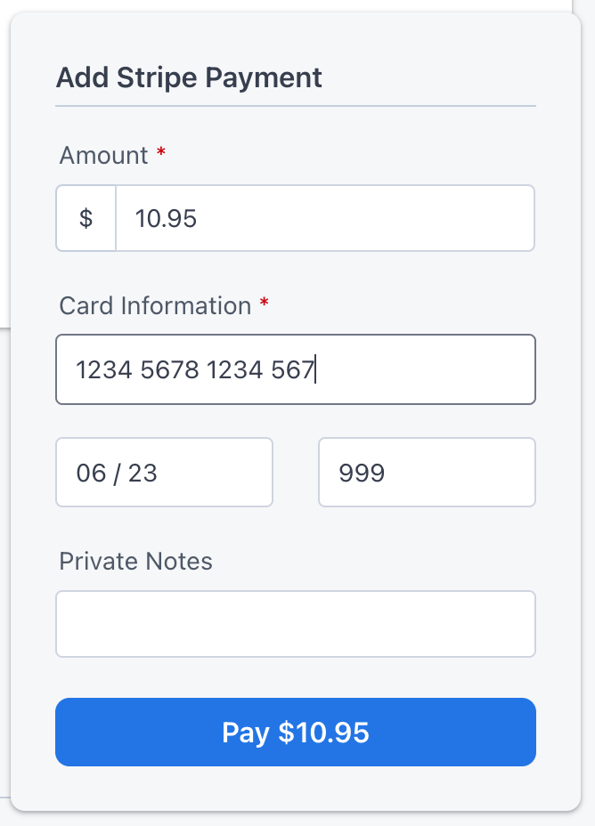 Add Stripe Payment form