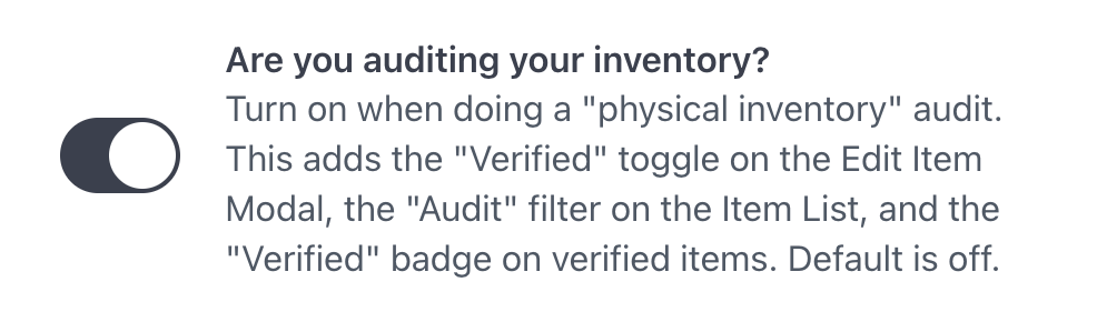 Enable physical inventory audit