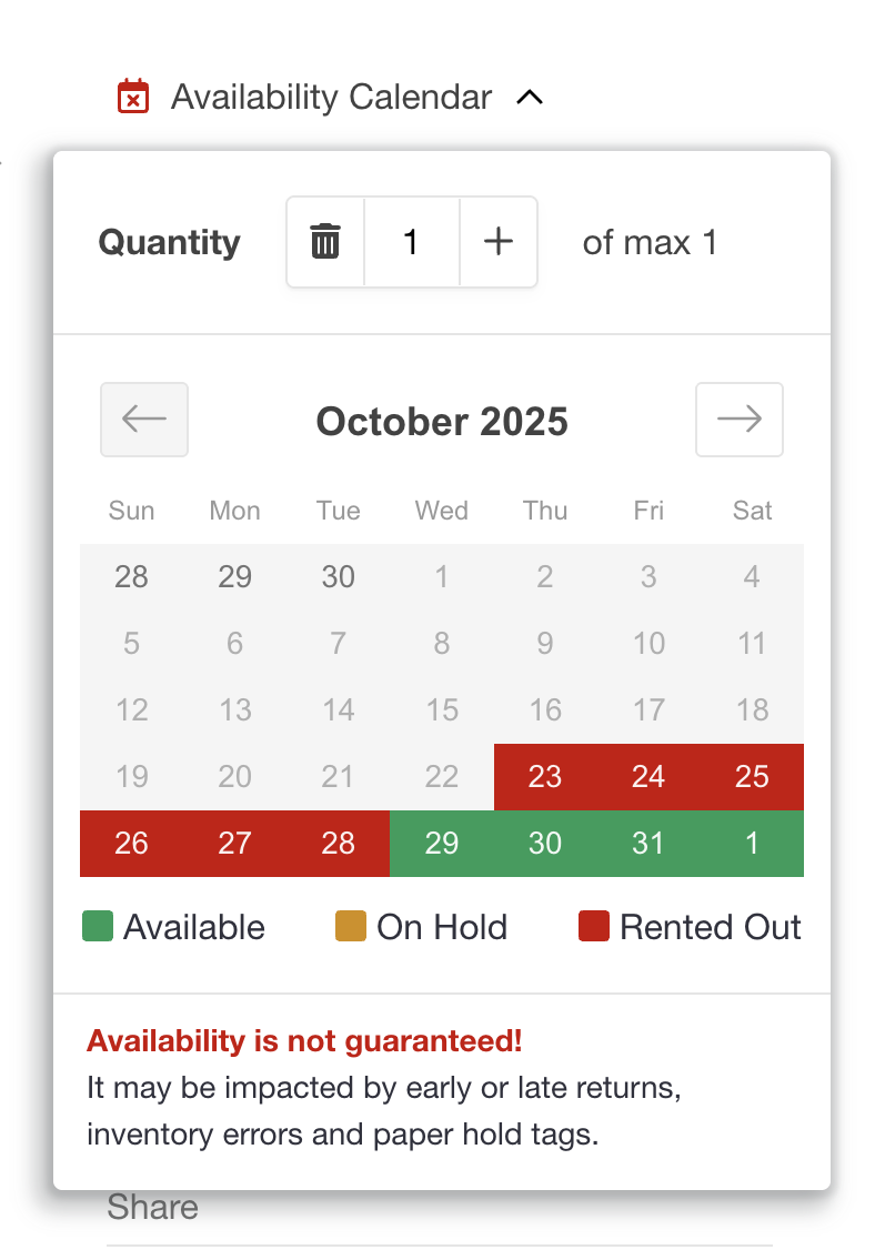 Availability Calendar