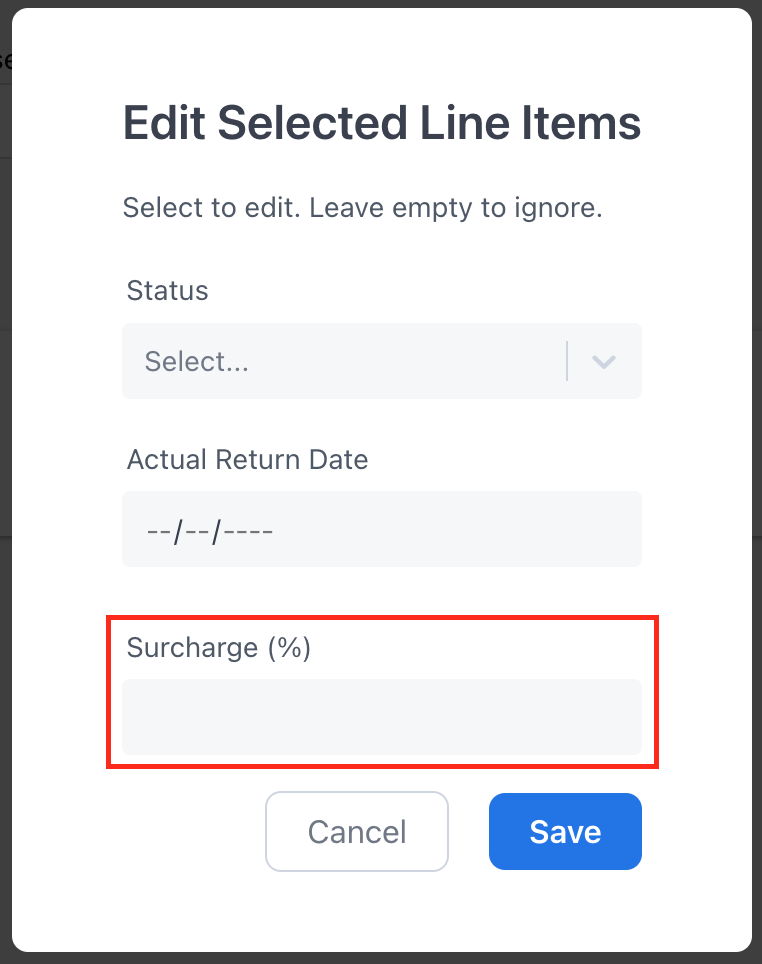 Bulk Edit line item surcharge