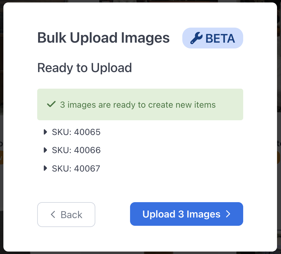 Bulk upload images - ready to upload