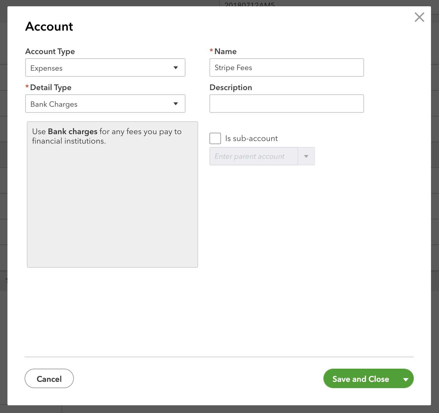 Create expense account for Stripe Fees