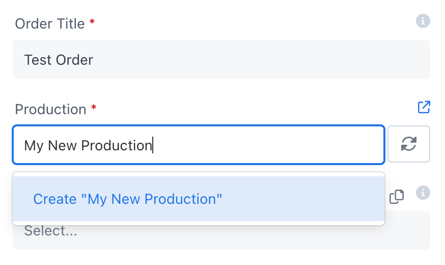 Create a production within an order