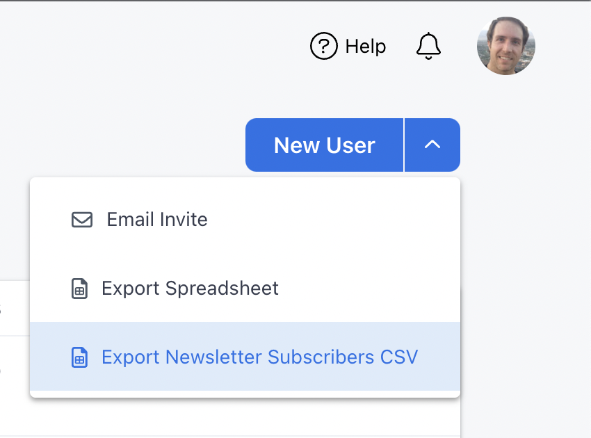 Export newsletter subscribers CSV