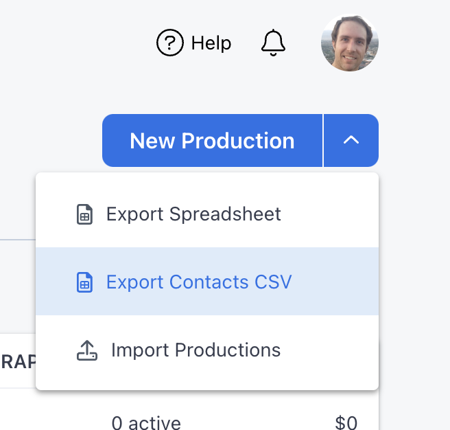 Export production contacts