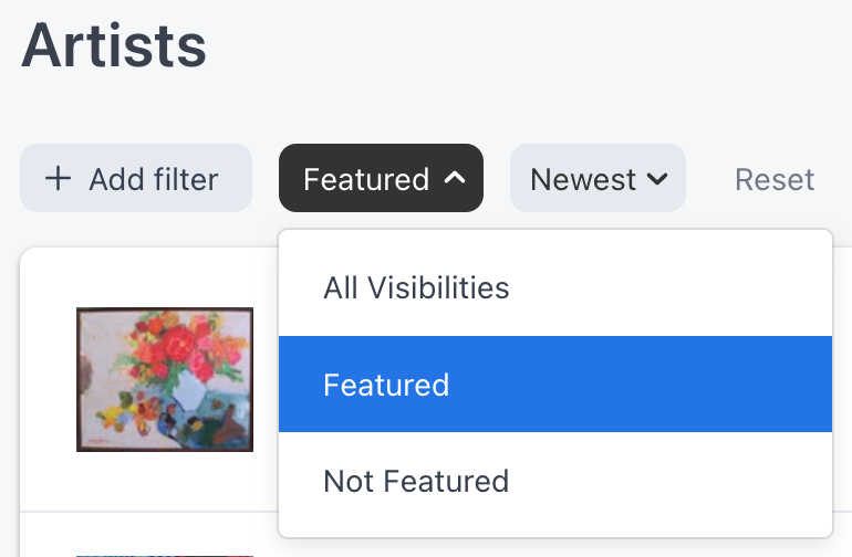 Featured artist visibility filter