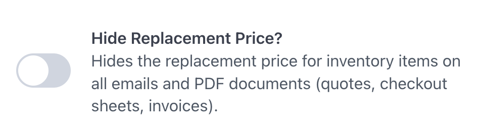 Hide Replacement Price
