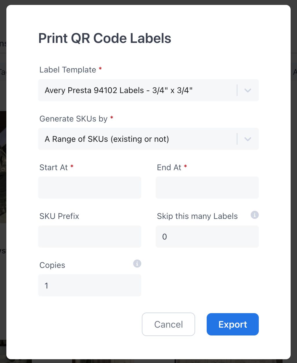 Print QR Code
  Labels