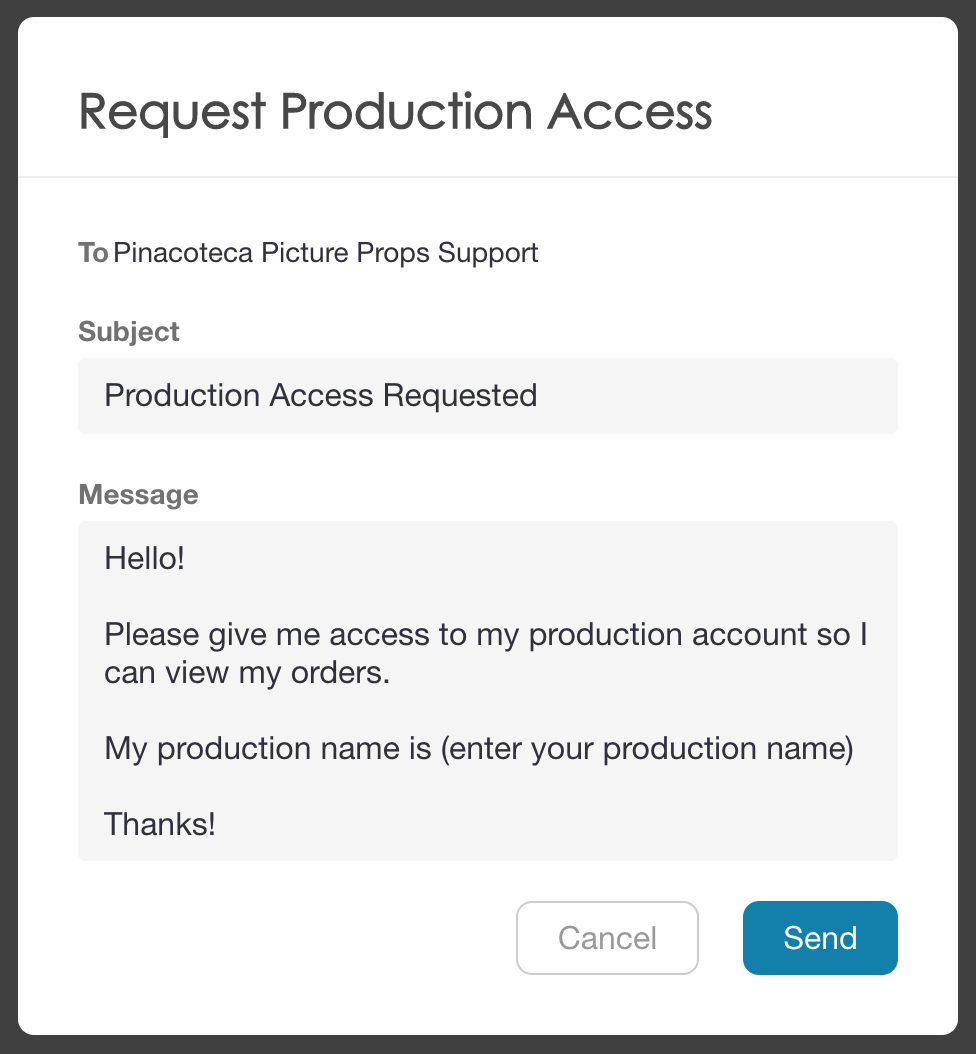 Request production access modal