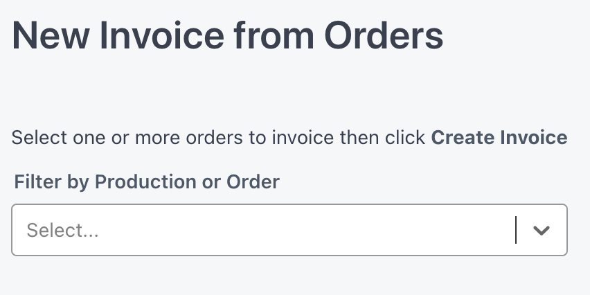 Select Production to Invoice