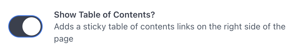 Show table of contents switch