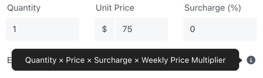 Surcharge tooltip