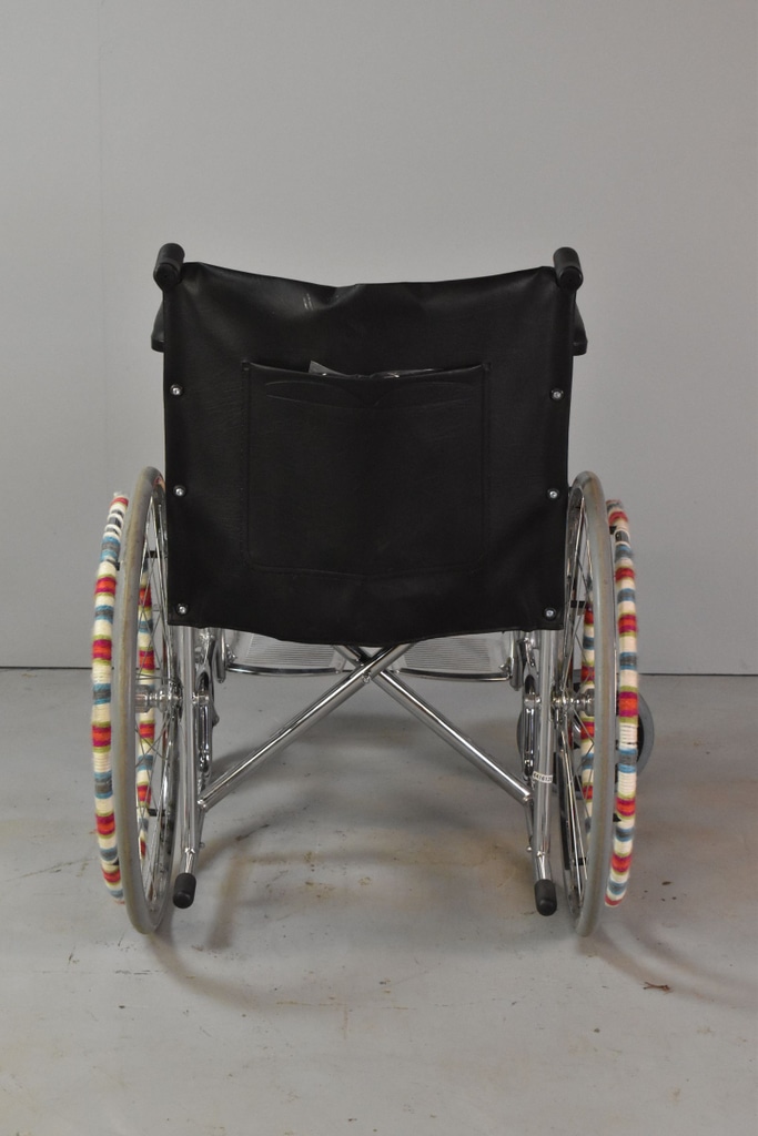 Chrome Frame Wheel Chair with RW & Blue Decorations | For