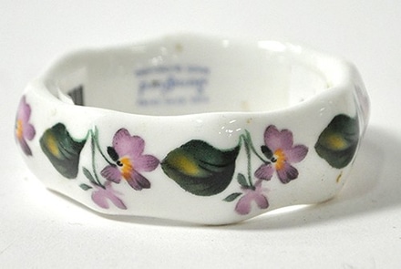 main photo of Napkin Ring, white & purple flowers