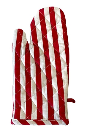 main photo of Oven Mitt; red & white stripes,