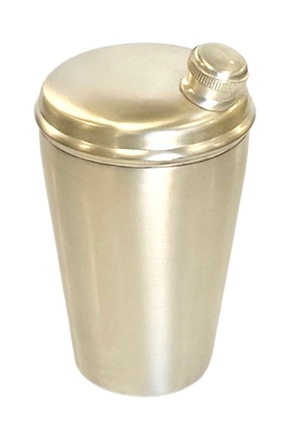main photo of Cocktail Shaker; silver plated with brass spout,