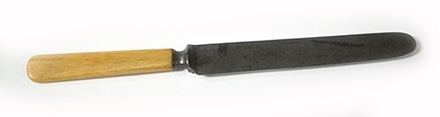main photo of Knife, vintage, aged stainless steel, beige bone