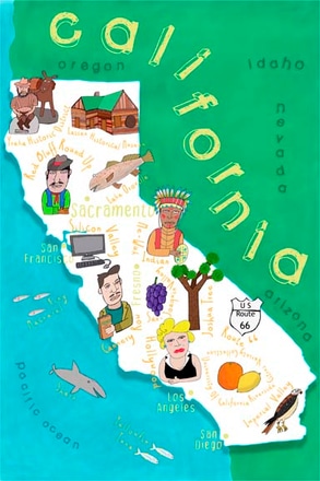 main photo of illustrated state maps california