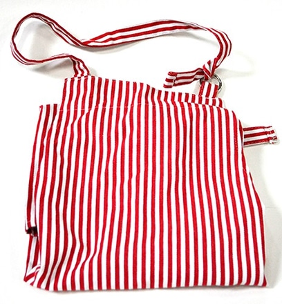 main photo of Kitchen Apron, white & red striped.