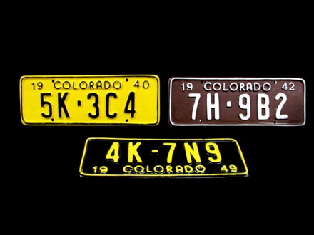 main photo of license plates Colorado 1940s plastic