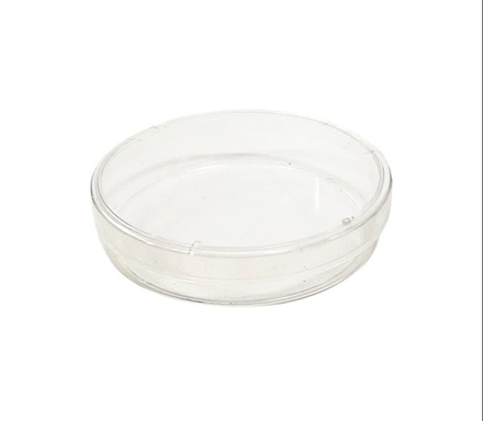 main photo of Petri Dish;  plexi glass, with matching lid,