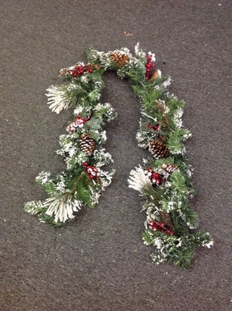 main photo of 6' garland with frost, berries and pine cones