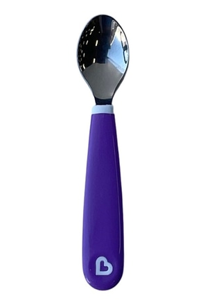 main photo of Child's Spoon; plastic, stainless steel with purple handle,