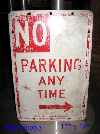 main photo of sign street no parking any time with right arrow