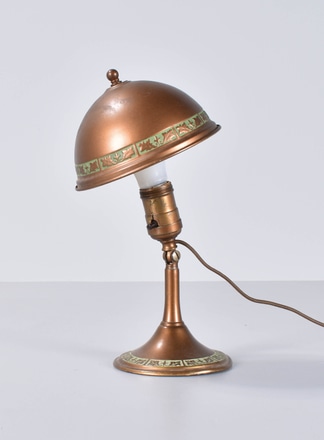 main photo of Articulated Copper Desk Lamp w/ Bulb Clamp Shade, Oak Leaf Motif
