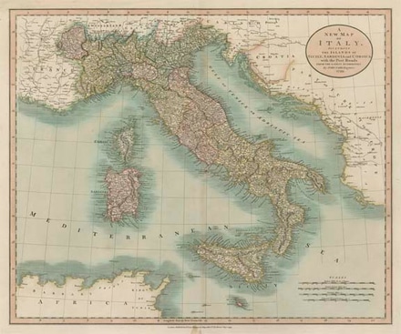 main photo of vintage map of italy