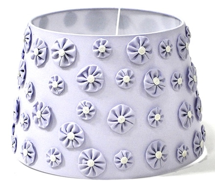 main photo of Lamp Shade; deco flowery lavender cotton shade, tapered drum