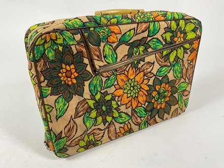 main photo of Suitcase - Vintage, Brown Floral, Medium