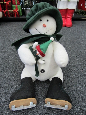 main photo of Snowman w skates, 14" H sitting down