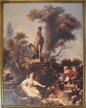 main photo of Framed Painting Repro of "The Meeting" by Jean-Honoré Fragonard