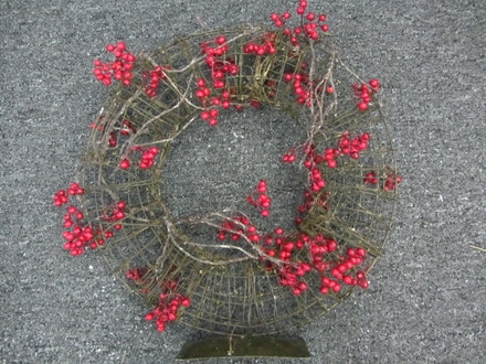 main photo of Berry Wreath on Stand, 20"