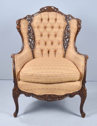 main photo of Upholstered Italian Renaissance Revival Wingback Chair