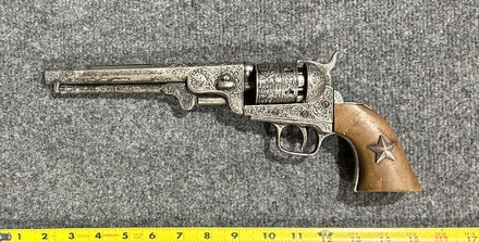 main photo of Ornate Silver Western Revolver