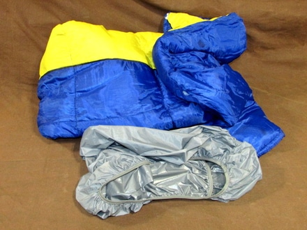 main photo of sleeping bag nylon blue yellow 1