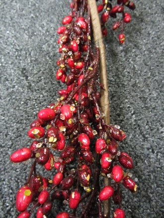 main photo of Close-up of Garland w Red Berries and Gold, 6'