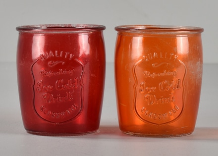 main photo of Pair of Red & Orange Glass Jars