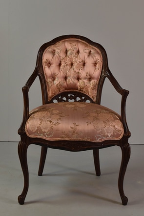main photo of Louis XV Armchair with Pink Floral Upholstery