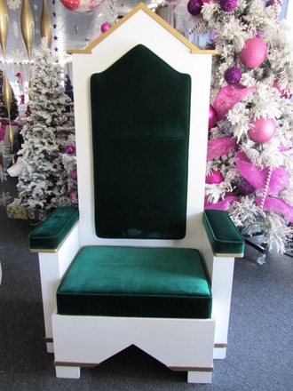 main photo of The Elf's Best Friend. Dark Green Velvet Santa Chair, 6' H
