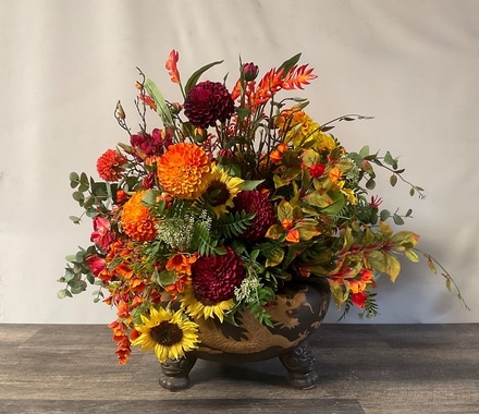main photo of Autumnal Sunflower Pedestal Arrangement