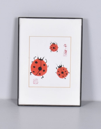 main photo of Black Plastic Frame with Ladybug Print