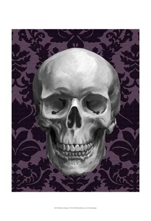 main photo of skull on damask