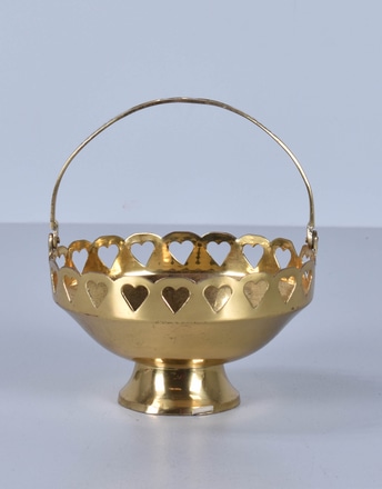 main photo of Footed Brass Candy Dish with Heart Motif