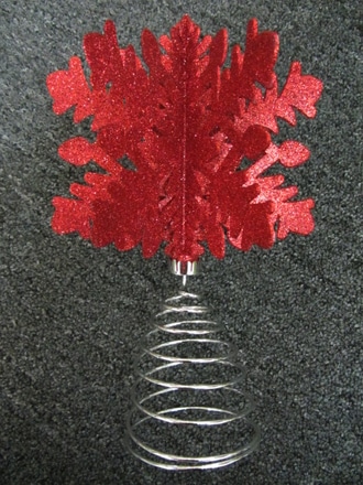 main photo of Red Glitter Snowflake Tree Top, 6" from spring up