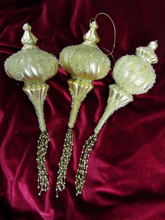 main photo of Gold Finial w Beads, 12" H