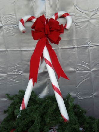 main photo of Double Candy canes w/bow, 4' H